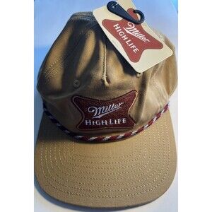 Miller High Life Men's Tan Beige Trucker Hat Cap Adjustable Snapback NWT New